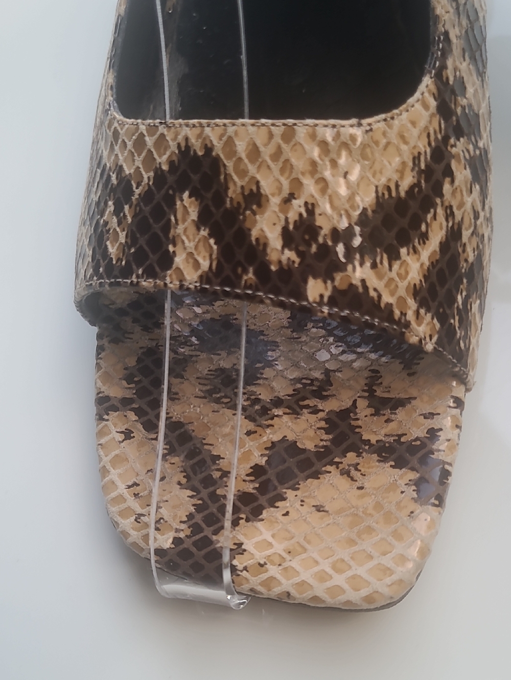 A. Marinelli Tan and Black Snake-Print Slingback Heels - Picture 2 of 7
